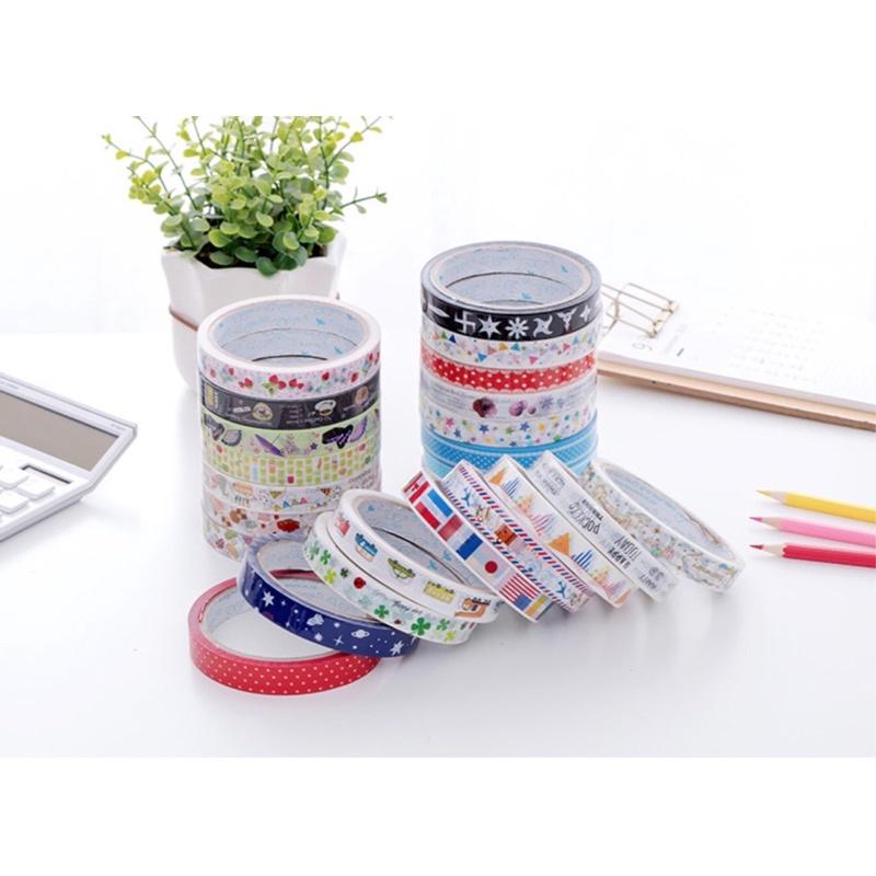 Cuộn Băng Dính Washi nhiều mẫu Dùng Trang Trí Tiện Dụng