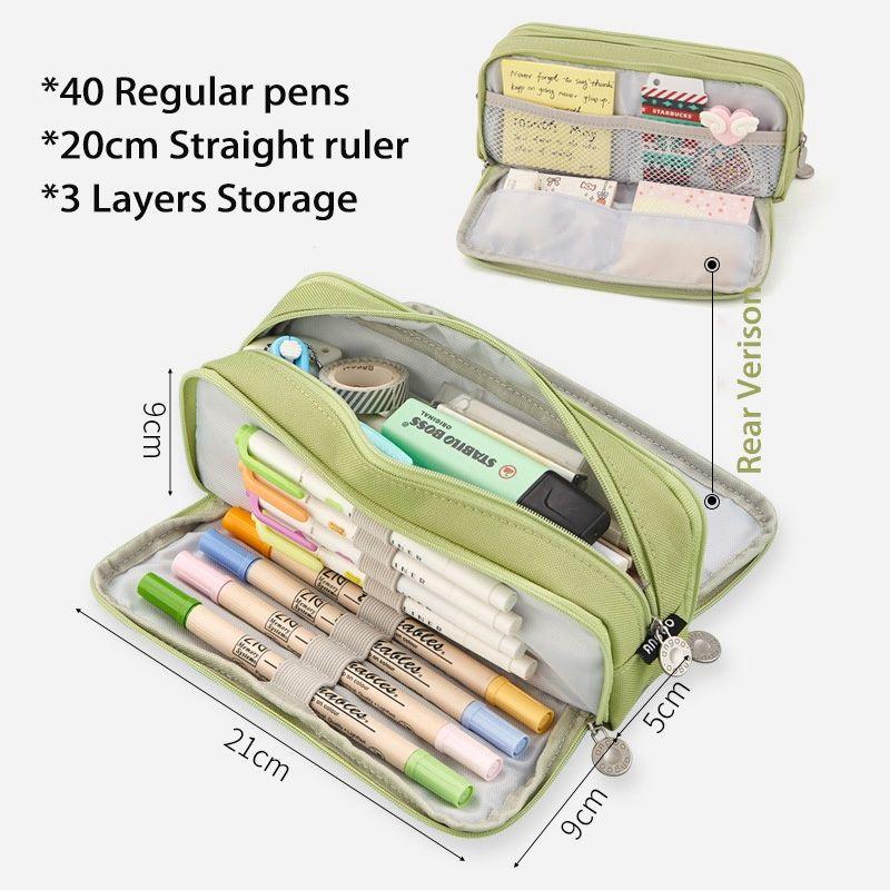 Túi đựng bút bằng vải thiết kế 3 lớp sức chứa lớn tiện dụng cho trẻ nhỏ và học sinh TA007 ĐỦ MÀU