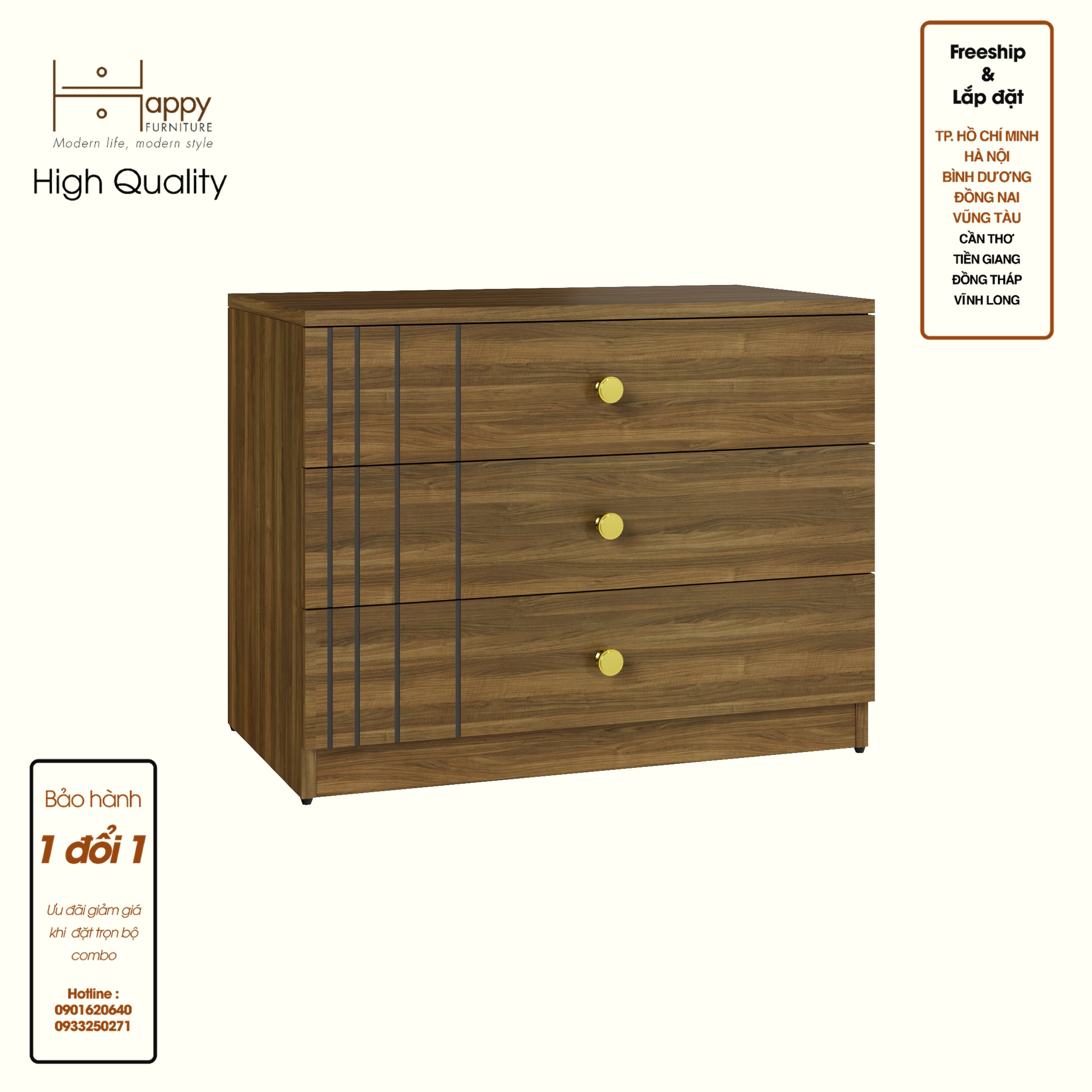 [Happy Home Furniture] JOVIE, Tủ lưu trữ 3 ngăn kéo, 70cm x 40cm x 54cm ( DxRxC), THK_150