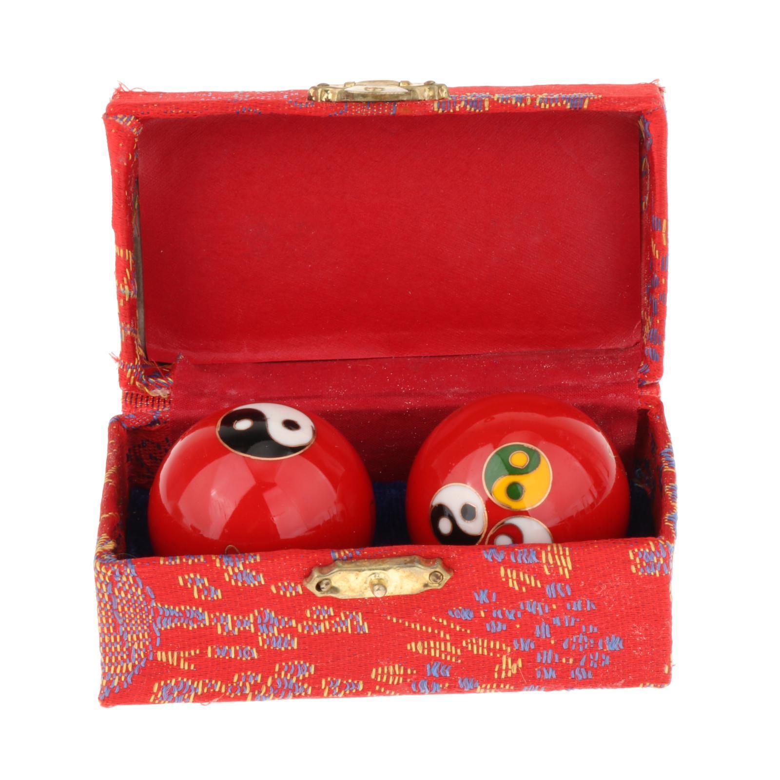 2 Pieces Massage Balls with Storage Box Baoding Balls for Middle Aged People