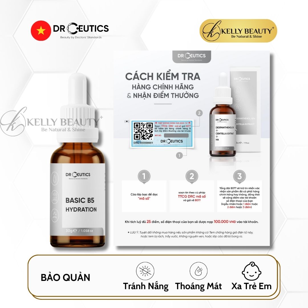 Serum Basic B5 Hydration DrCeutics - Cấp Ẩm, Nuôi Dưỡng, Phục Hồi Da Dầu Mụn - Kelly Beauty
