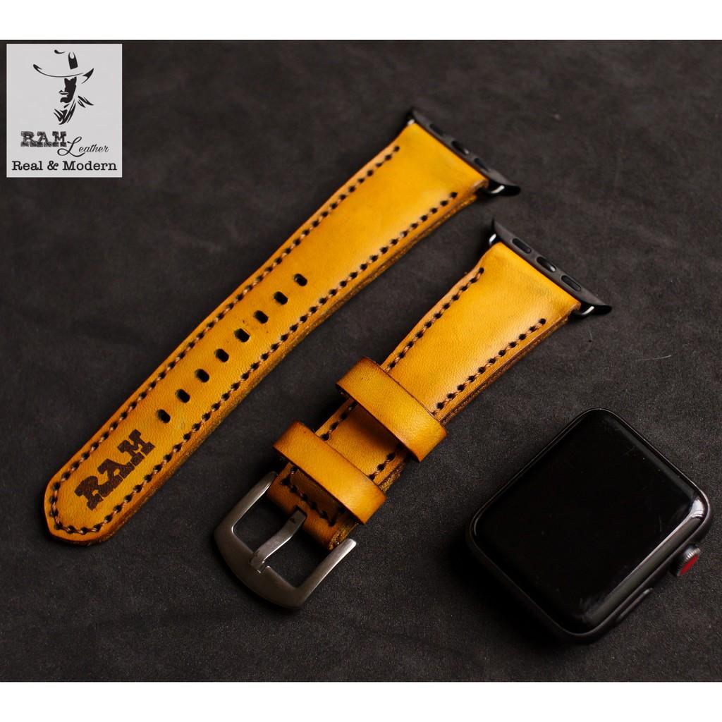 Dây đồng hồ da bò vegtan thảo mộc RAM Leather 1970 vàng tươi - tặng khóa chốt và cây thay dây
