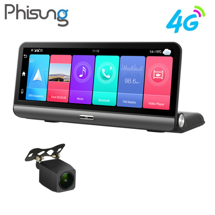 Camera hành trình Phisung P03 đặt taplo ô tô 4G, wifi, 8 inch tích hợp cam lùi Mã P03 - Hàng nhập khẩu