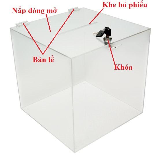 Acrylic Hòm Phiếu Mica, Thùng Phiếu Mica Nắp Mở Có Khóa , Acrylic