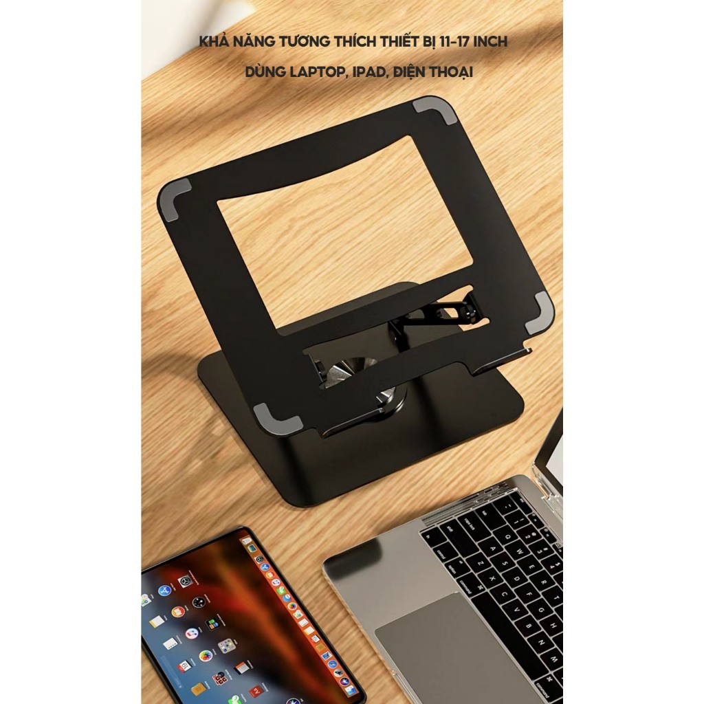 Giá đỡ,Đế tản nhiệt máy tính,laptop,ipad bằng hợp kim nhôm HXSJ K95 điều chỉnh 5 cấp độ cho máy 10-15,6 inch có thể gập - Hàng chính hãng