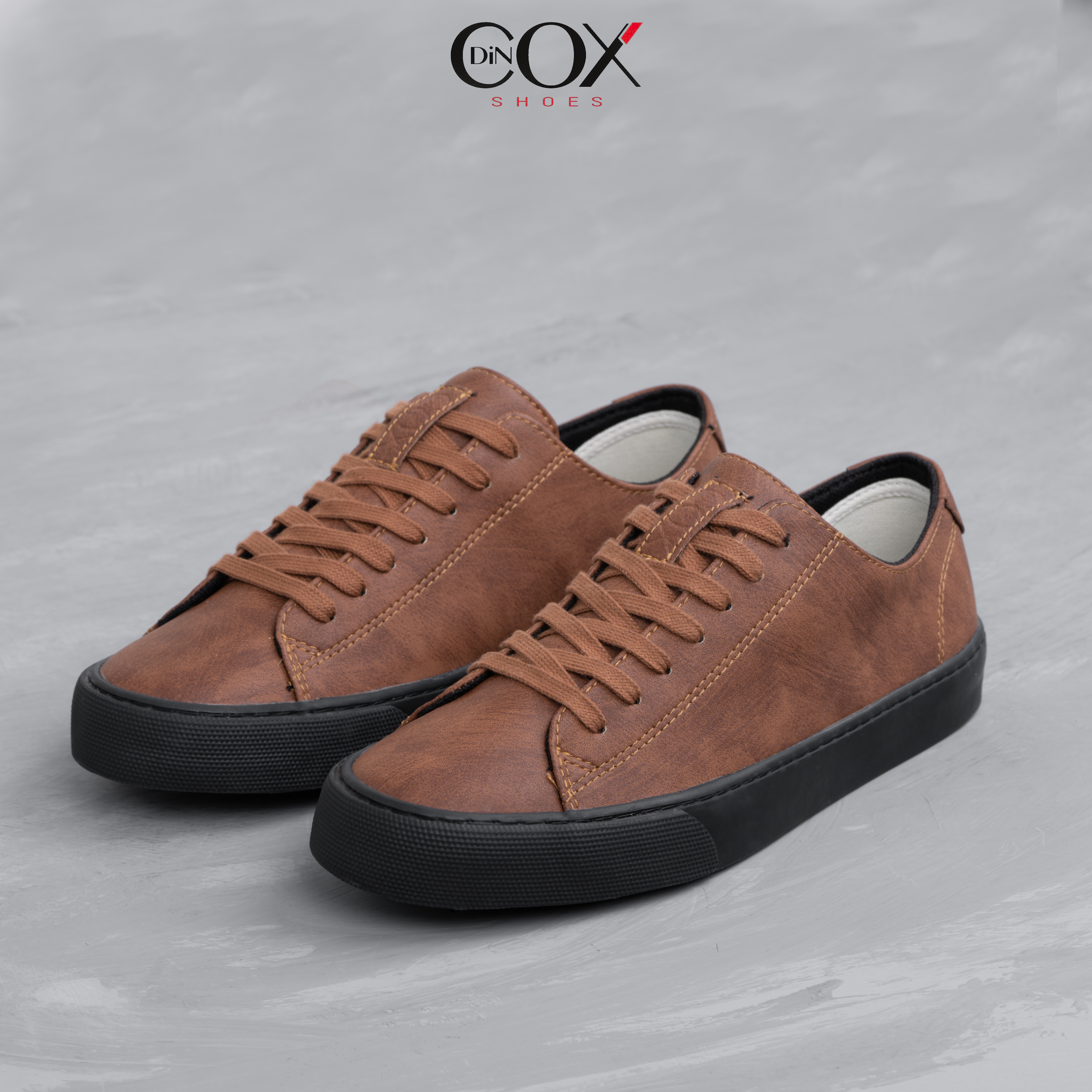 Giày Sneaker Da Nam Dincox D34 Brown Sang Trọng Lịch Lãm