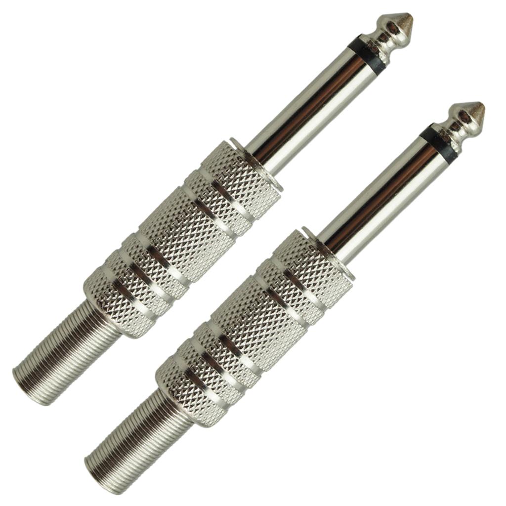 6.35mm Plug Audio Cable Amplifier Connector 1/4'' Mono For Guitar Bass 2Pcs