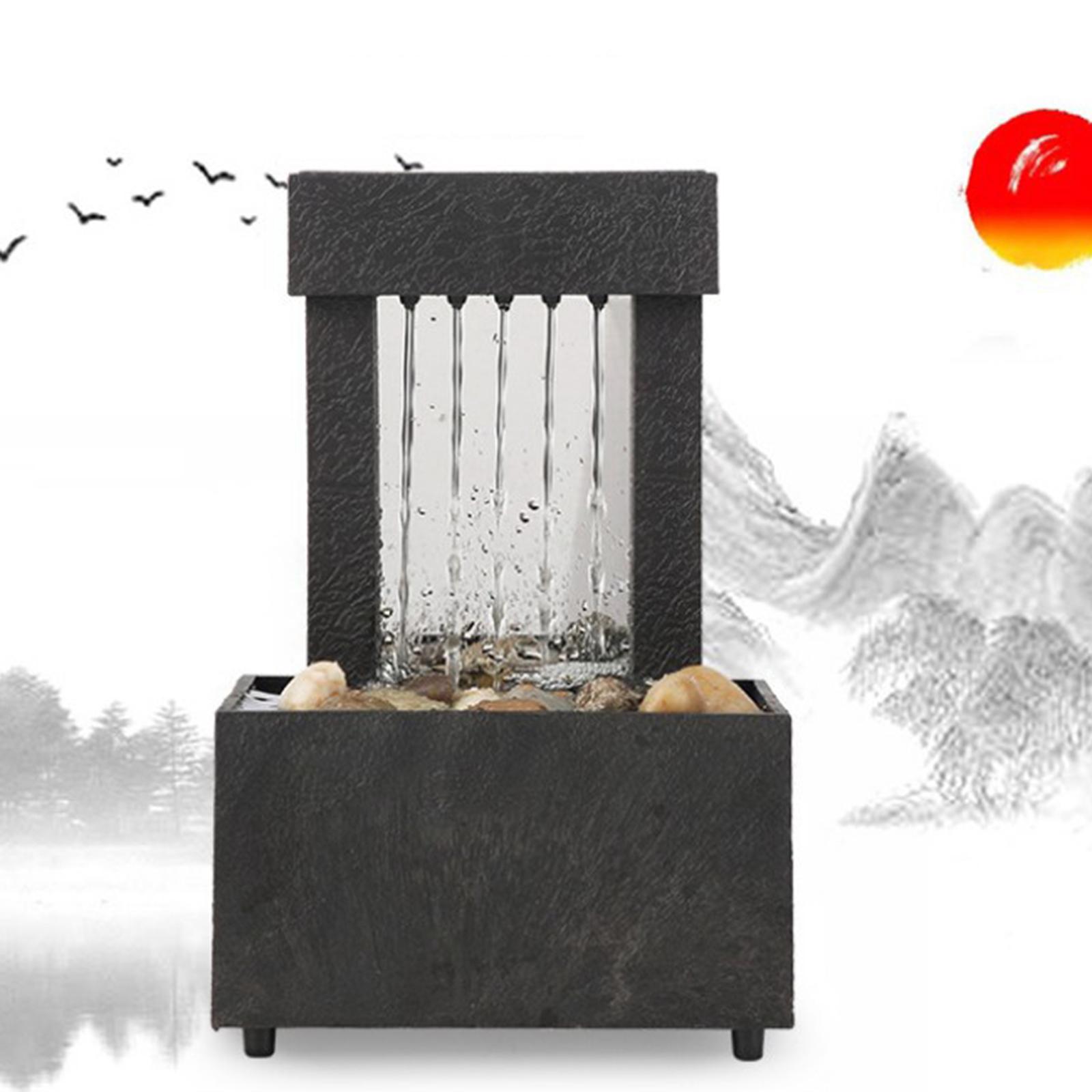 2x Table Feng Shui Meditation Fountain Decor Scene