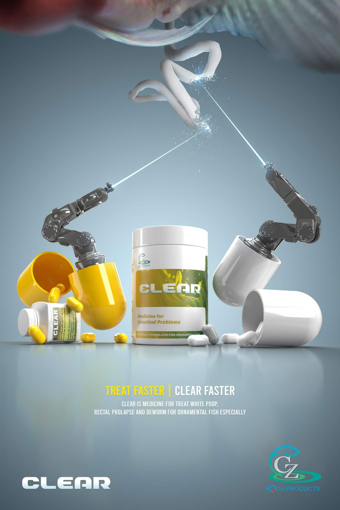Clear Cz9 - Viên xữ lý sình bụng và phân trắng cho cá - HÀNG CÔNG TY