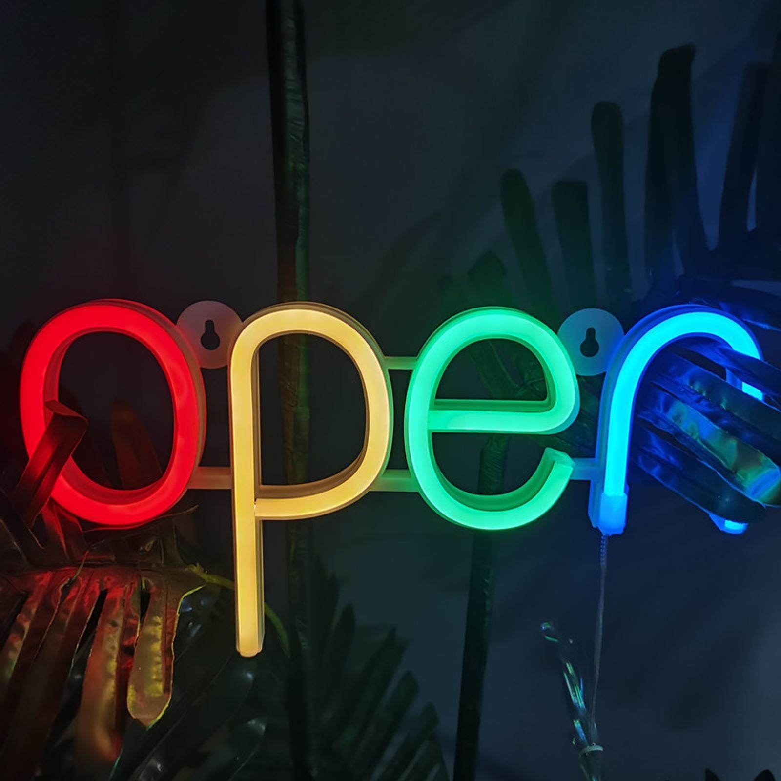 LED Open Sign Lighting Neon Lights Wall Hanging Cafe Shop Display Pub