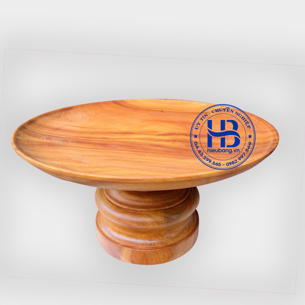 Mâm bồng bằng gỗ Gõ , đĩa đựng trái cây bằng gỗ ngang 27cm