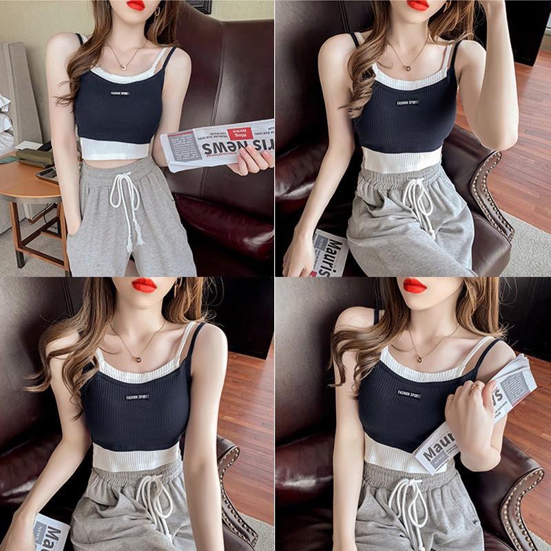 Áo bra không gọng mút liền dáng crotop thoáng mát phong cách Hàn quốc siêu xinh