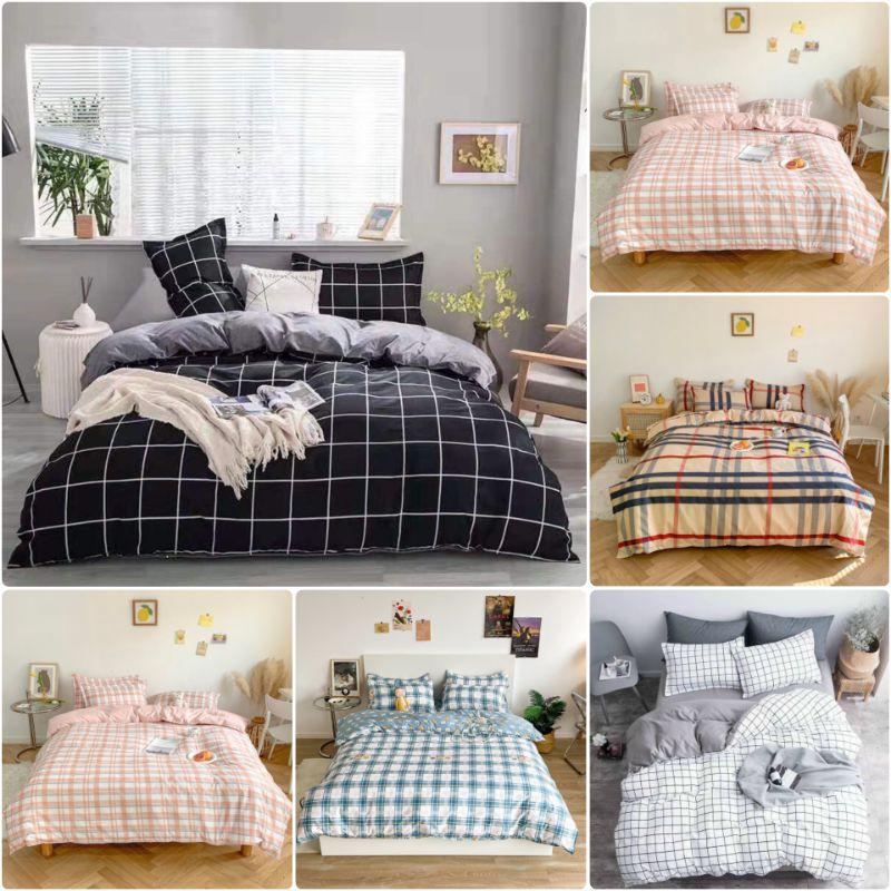 Bộ chăn ga gối caro Cotton Poly cao cấp GenZ Bedding, chăn ga Hàn Quốc, miễn phí bo chun drap ga giường theo yêu cầu