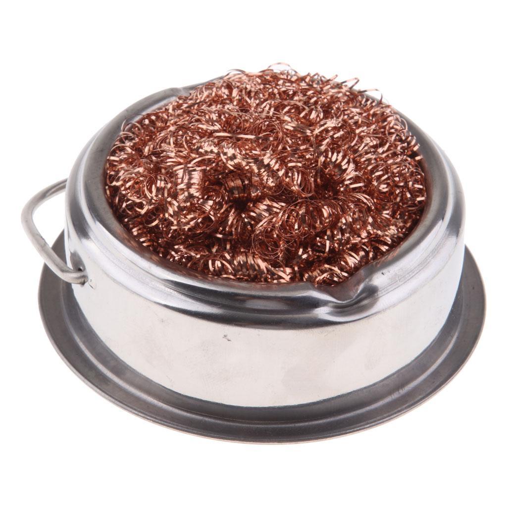 Welding Soldering Solder Iron Tip Cleaner Steel Wire with Stand Silver