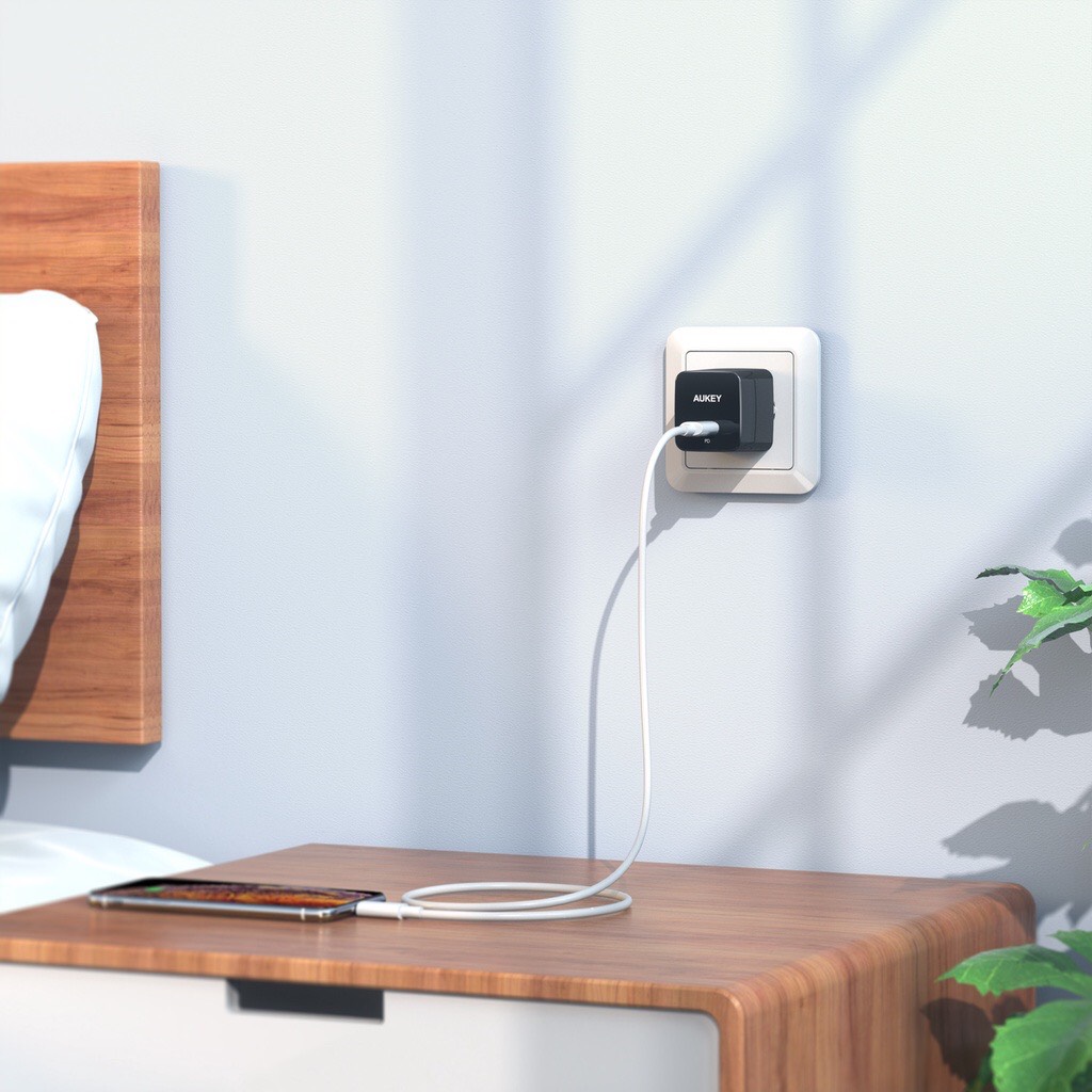 Cốc sạc nhanh AUKEY PA-Y20S Power Delivery 20W - Cổng USB Type-C Tương Thích Nhiều Thiết Bị - Hàng Chính Hãng