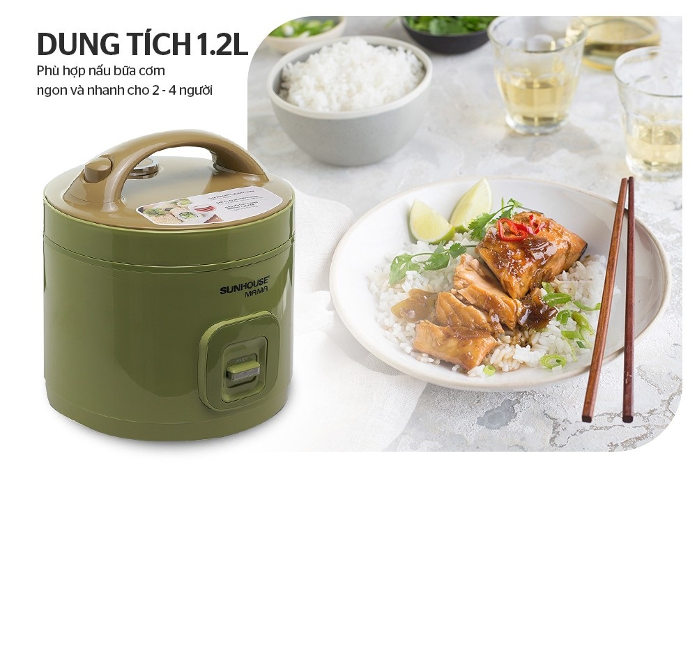 Nồi Cơm Điện 1.2L Sunhouse MaMa SHD8265 - Màu Ngẫu Nhiên - Hàng Chính Hãng