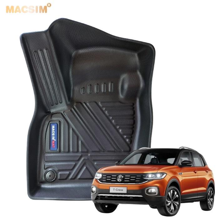 Thảm lót sàn xe ô tô Volkswagen T cross qd 2021-2022 Nhãn hiệu Macsim chất liệu nhựa TPV cao cấp màu đen