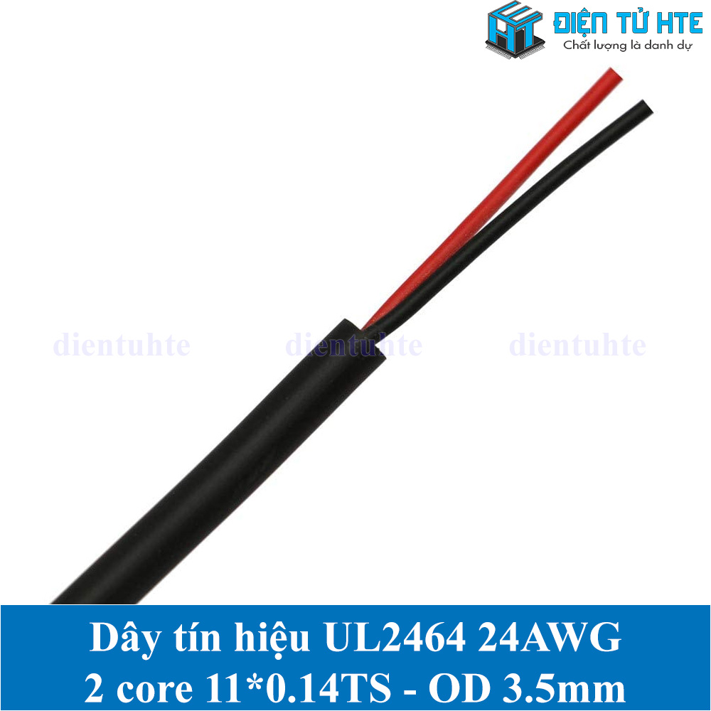 Bộ 5 mét Dây tín hiệu 2 lõi 2464 24AWG 11*0.14TS vỏ PVC 80 độ OD 3.5mm