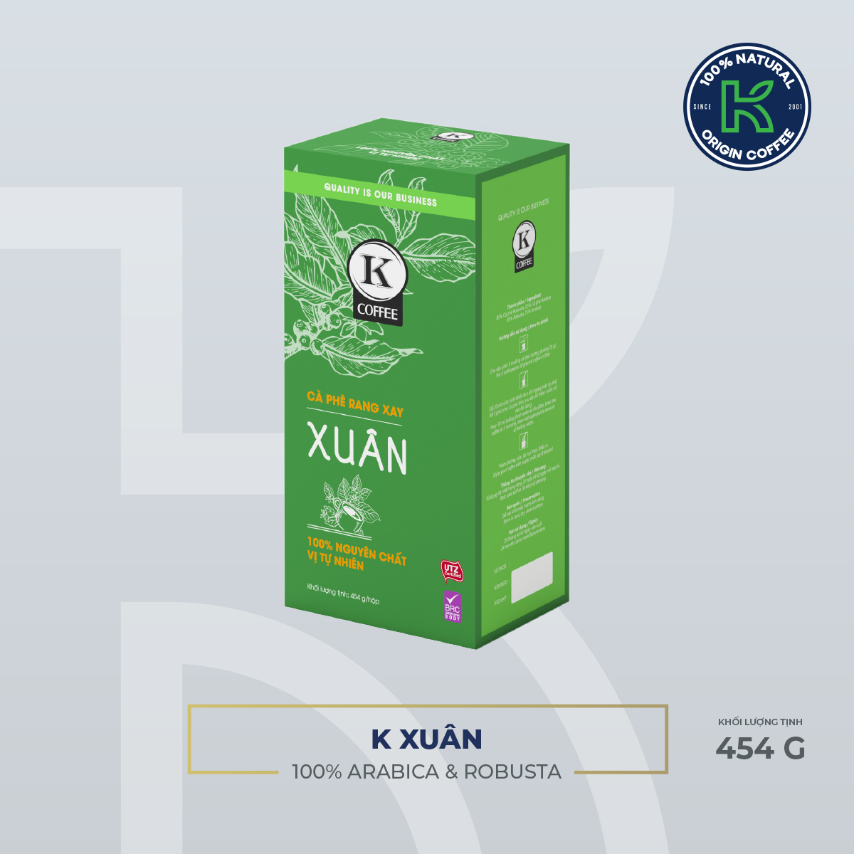 [Giao Nhanh HCM] Cà Phê Rang Xay K-Coffee Xuân (454g / Hộp)