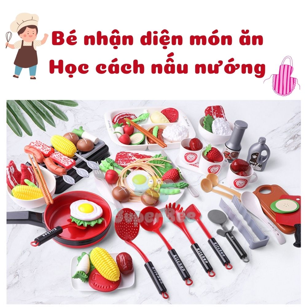 Bộ Đồ Chơi Nấu Ăn Có Bếp Cao Cấp Cho Bé Vui Chơi Nhận Biết Các Vật Dụng