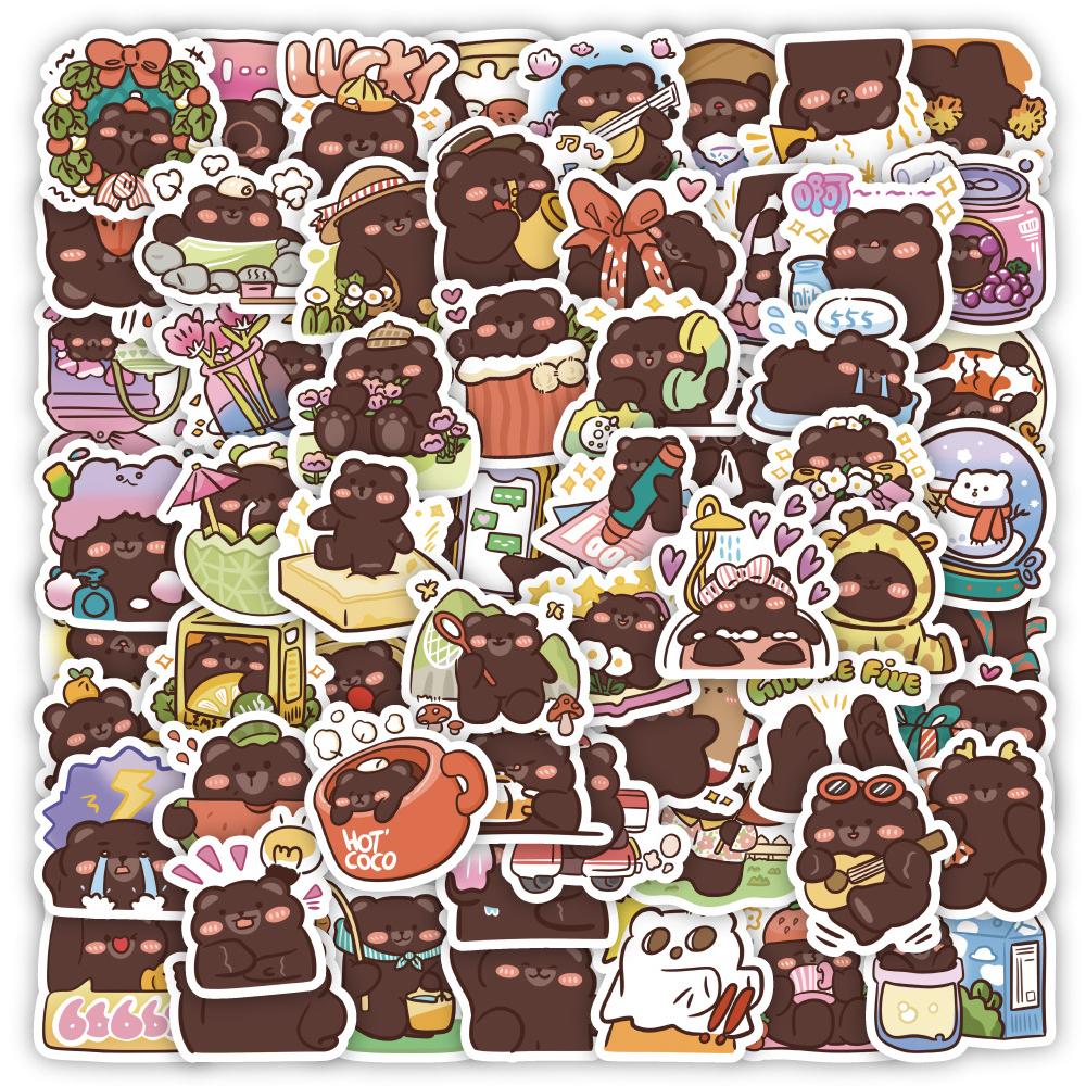 Sticker GẤU MẬP phong cách hàn quốc hoạt hình cute trang trí mũ bảo hiểm,guitar,ukulele,điện thoại,sổ tay,laptop-mẫu S90