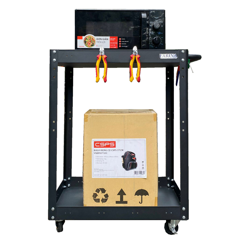 Kệ thép 2 tầng cao 980mm màu đen