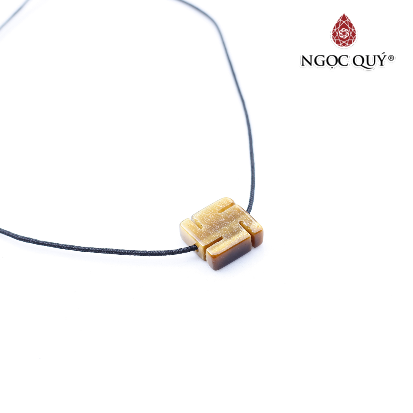 Mặt dây chuyền chữ vạn thạch anh mắt hổ vàng nâu 11x11x4mm mệnh thổ, kim - Ngọc Quý Gemstones