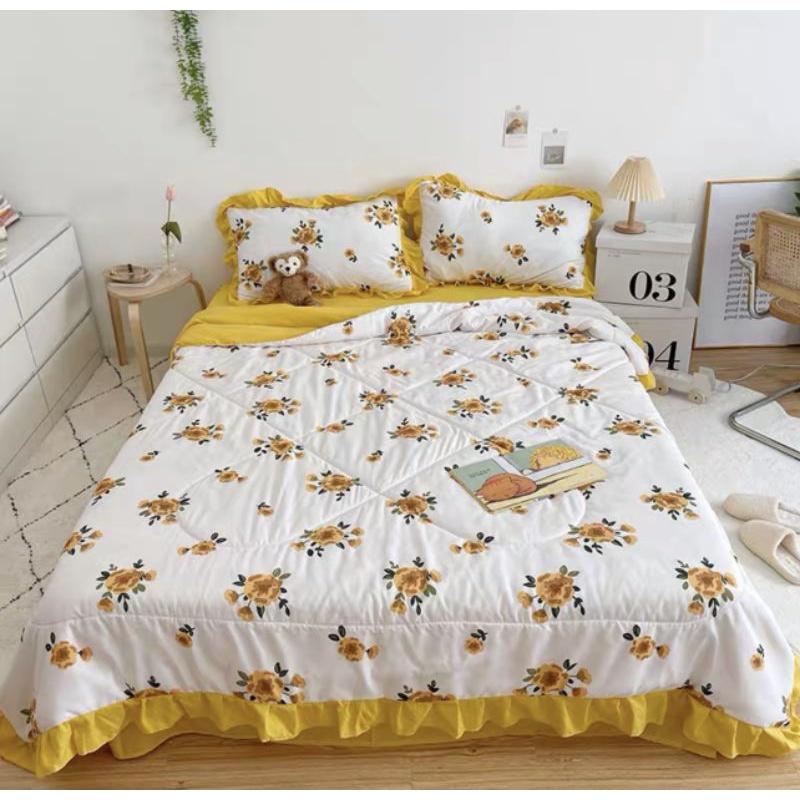 Bộ chăn ga gối Cotton đũi chăn chần hè LEEBedding, chăn ga Hàn Quốc, miễn phí bo chun drap ga giường theo yêu cầu