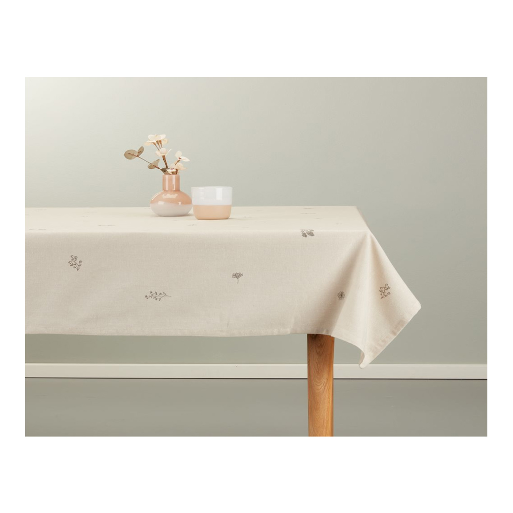 Khăn phủ bàn | JYSK Engfiol | cotton | be/xám | R140xD240cm