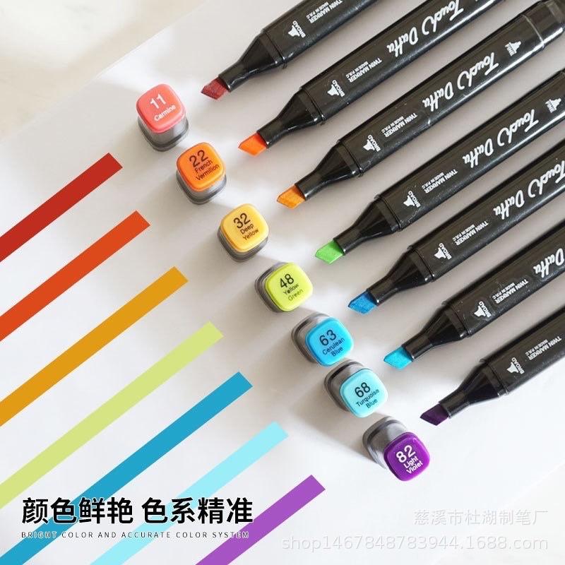 Màu marker 48 bút  2 ngòi to nhỏ linh hoạt đựng trong túi vải dễ dàng tiện lợi, bộ bút dạ đánh dấu, 2 ngòi linh hoạt