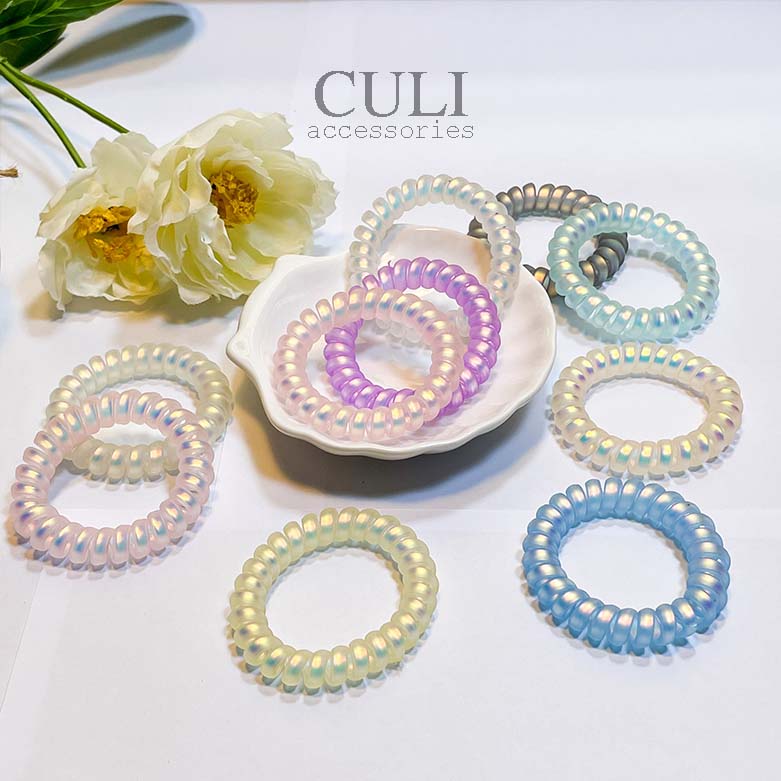 Dây cột tóc lò xo co giãn, nhựa dẻo xoắn nhiều màu xinh xắn - Culi accessories