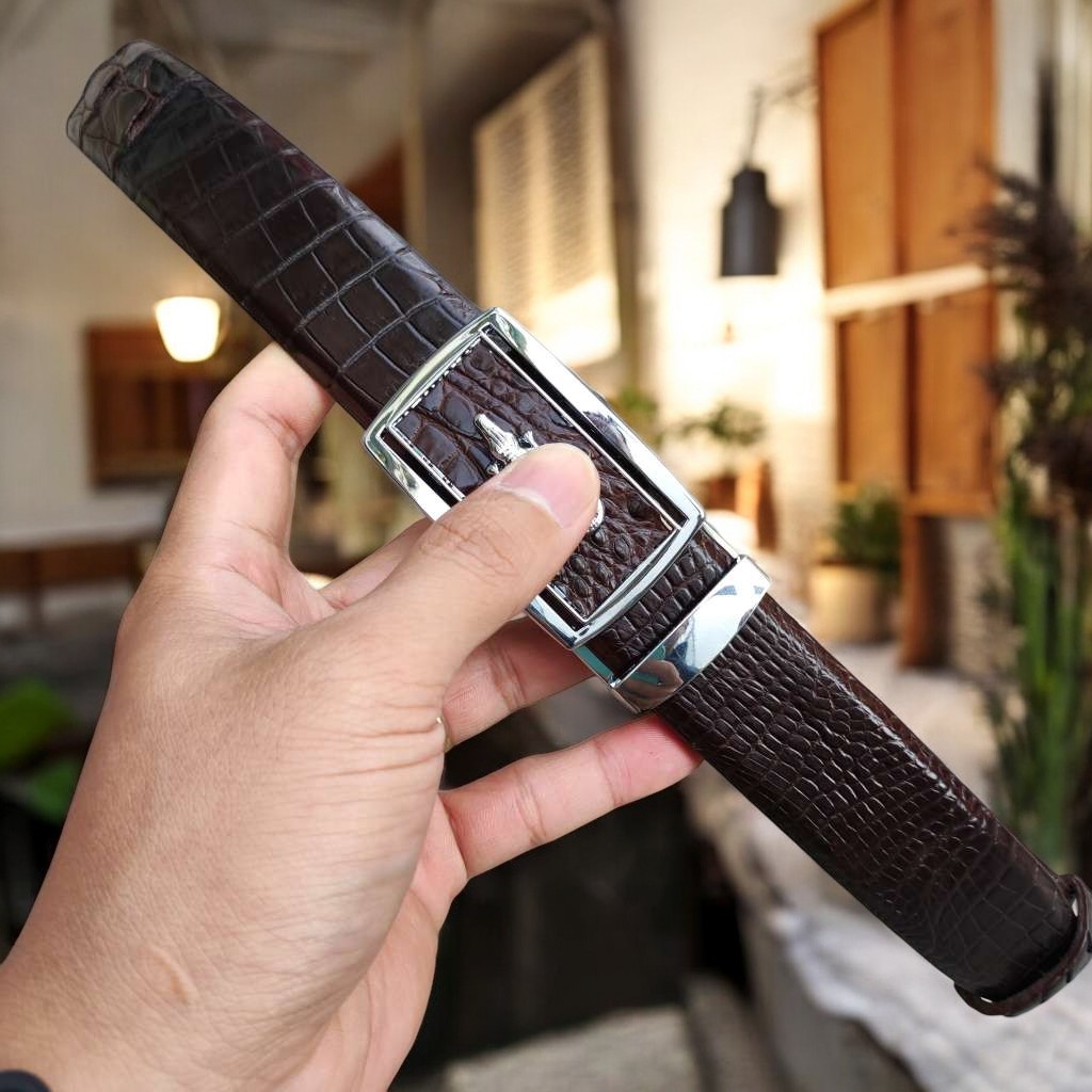 Dây Thắt Lưng Gù Gai Cá Sấu Rất Đẹp TS103B (mặt bạc)