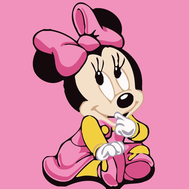 Tranh tô màu theo số Tranh sơn dầu số hoá hình chuột mickey size 20*20 kèm khung