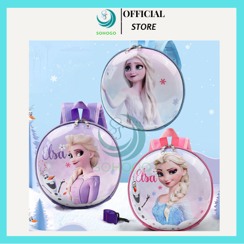 -Balo 3D hình công chúa ELSA cho bé gái học mẫu giáo– CHỌN MẪU- Cặp ELSA 3D cho bé đi học, size 25x7cm