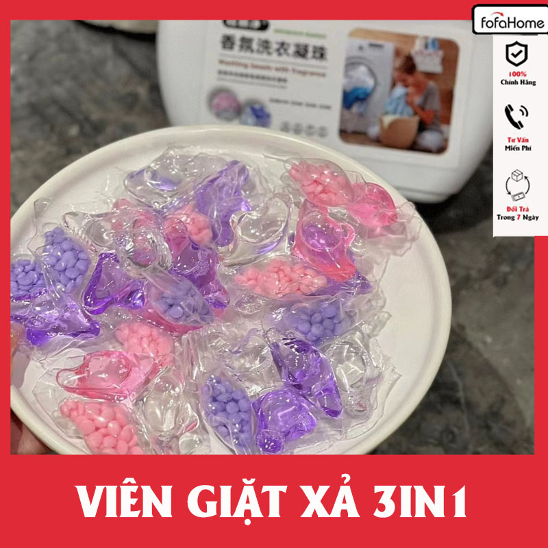 Hộp 40 Viên Giặt Xả 3 in1 Lưu Hương Hoa Hàng Nội Địa Trung Dùng Cho Máy Giặt Làm Sạch Quần Áo Giao Hương Ngẫu Nhiên