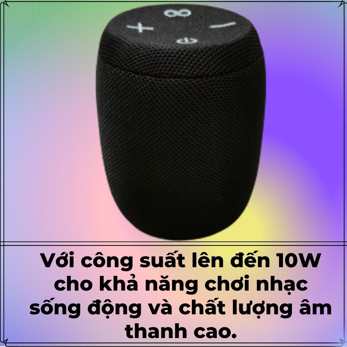 Loa Bluetooth Flip Mini Công Suất 10W, Pin 1500mAh Nghe Tới 15 Giờ, Bass Mạnh, Hỗ Trợ Khe Cắm Thẻ Nhớ, USB, Đài FM