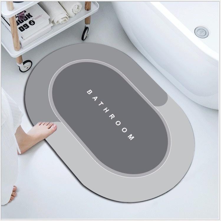 Thảm nhà tắm ovan siêu thấm hút ,thảm chùi chân chống trượt mềm mịn 60 x 40cm hiện đại đơn giản