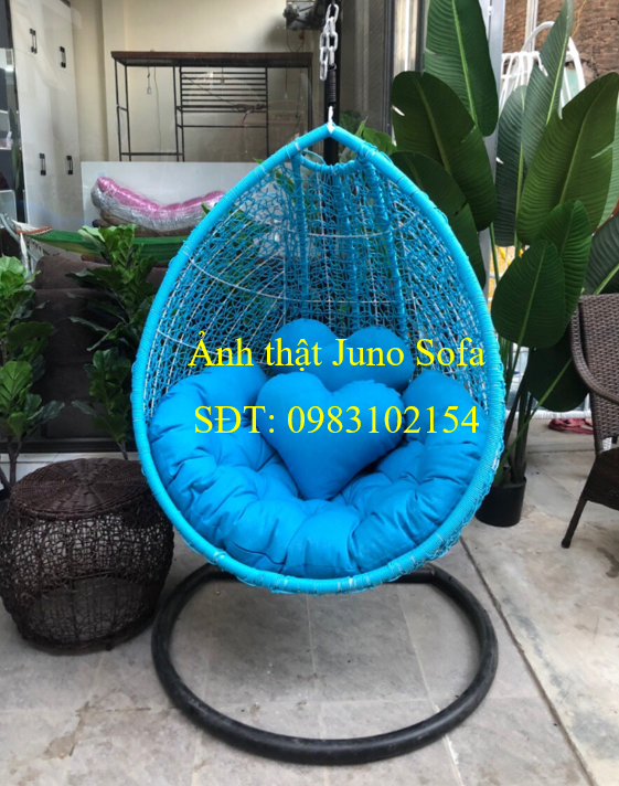 Xích đu đơn XĐN2 chất liệu khung sắt mây nhựa cao cấp juno sofa