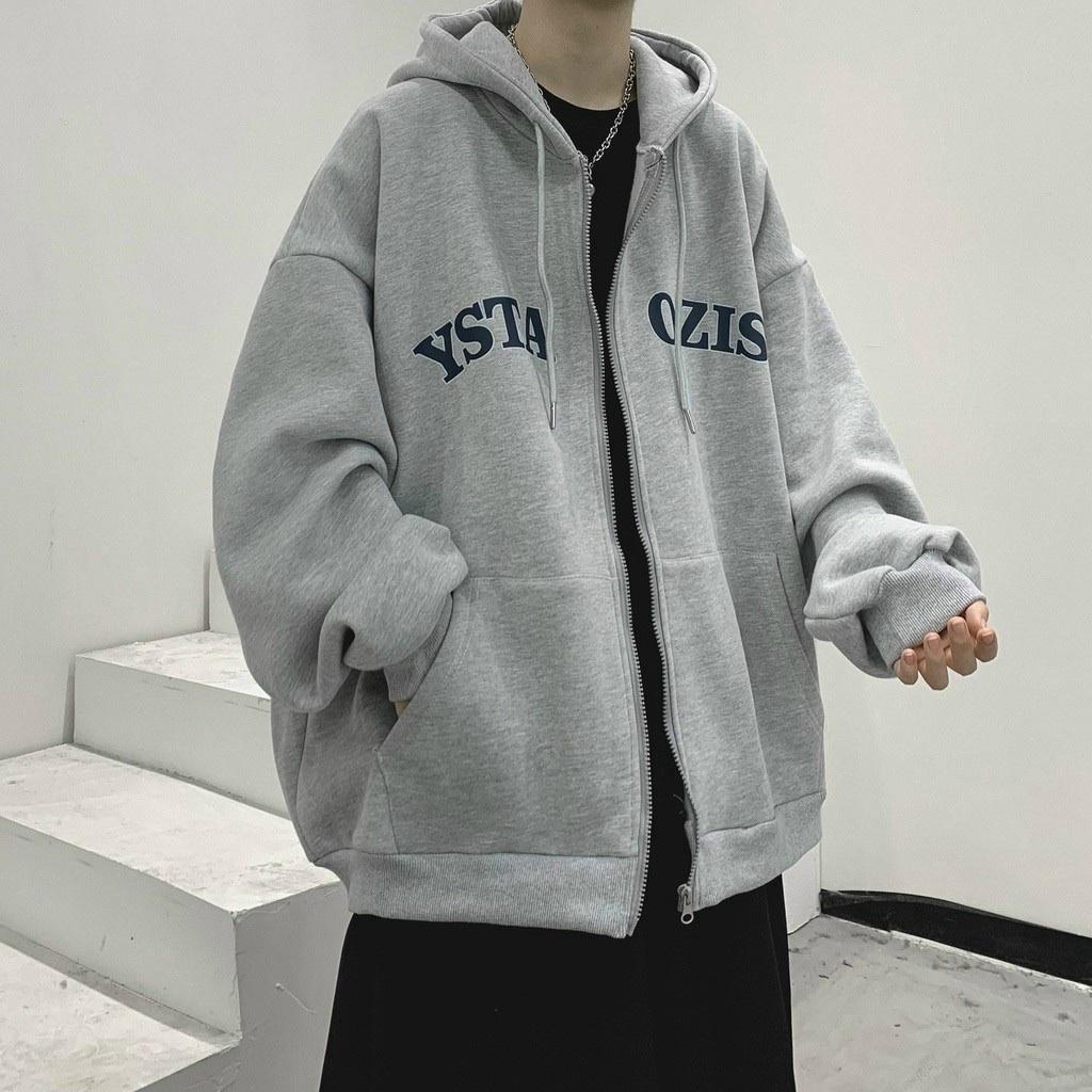 Áo khoác nỉ nam full ziper form rộng chất nỉ dày dặn 2 lớp in chữ OZIS, Áo Khoác Hoodie Nam Nữ Siêu Cute Có Dây Kéo ZIP -Chất Nỉ Ngoại UNisex