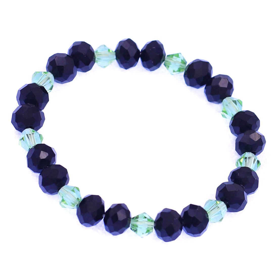 Chuỗi tay pha lê đen cắt giác 8 ly phối kèm pha lê xanh cắt giác giác CTFLEGHFLXLG8 - Vòng chuỗi phong thủy