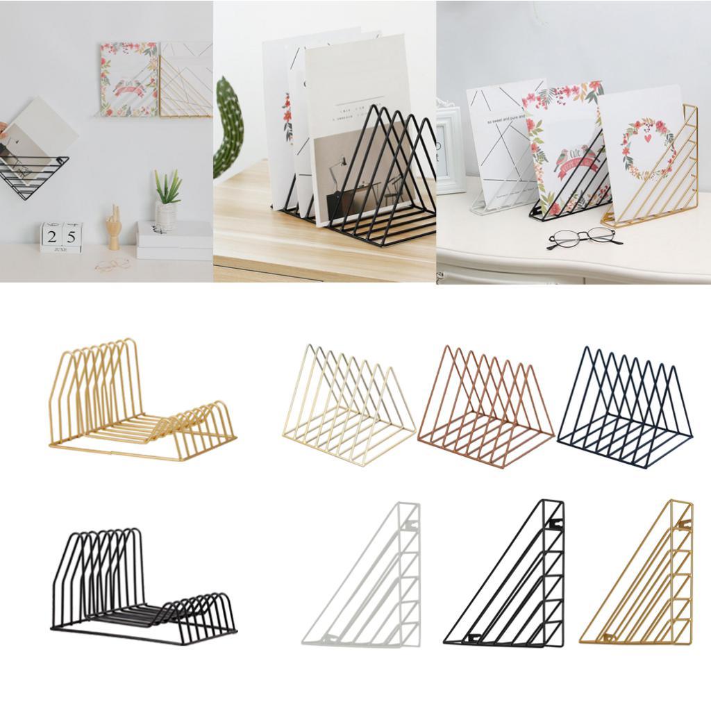 Triangle Book Holder Minimalist Bookshelf Desktop Organizer Rack A Gold