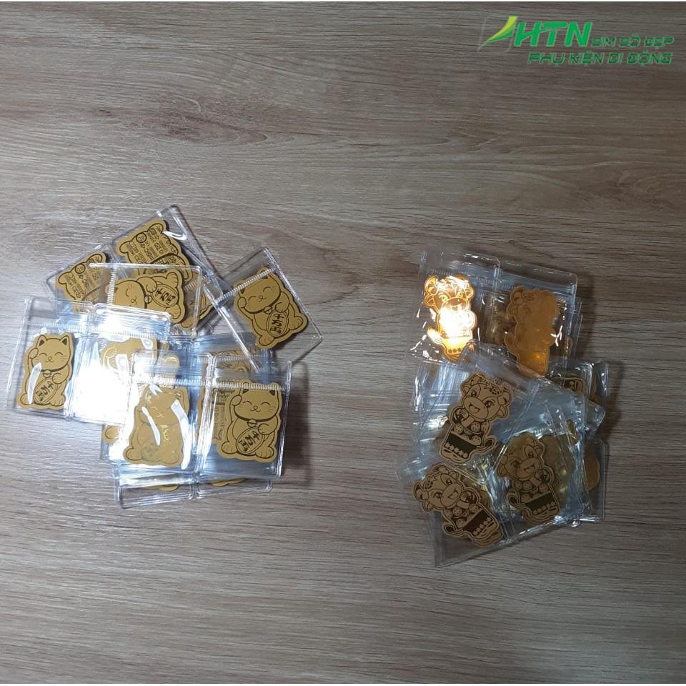 Miếng dán mèo thần tài, trâu vàng phong thủy mạ vàng để vào ốp điện thoại, ví, tủ tiền, bàn thờ chiêu tài lộc mang đến mai mắn