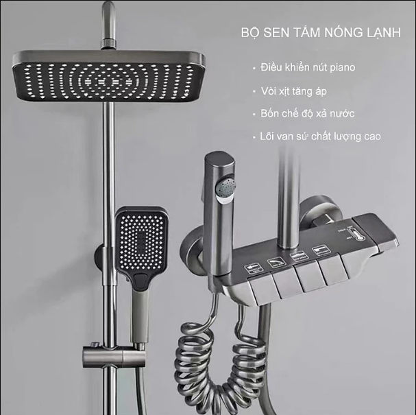 Cao cấp - Vòi Sen Cây Tắm Beryt Klavier điều chỉnh nóng lạnh