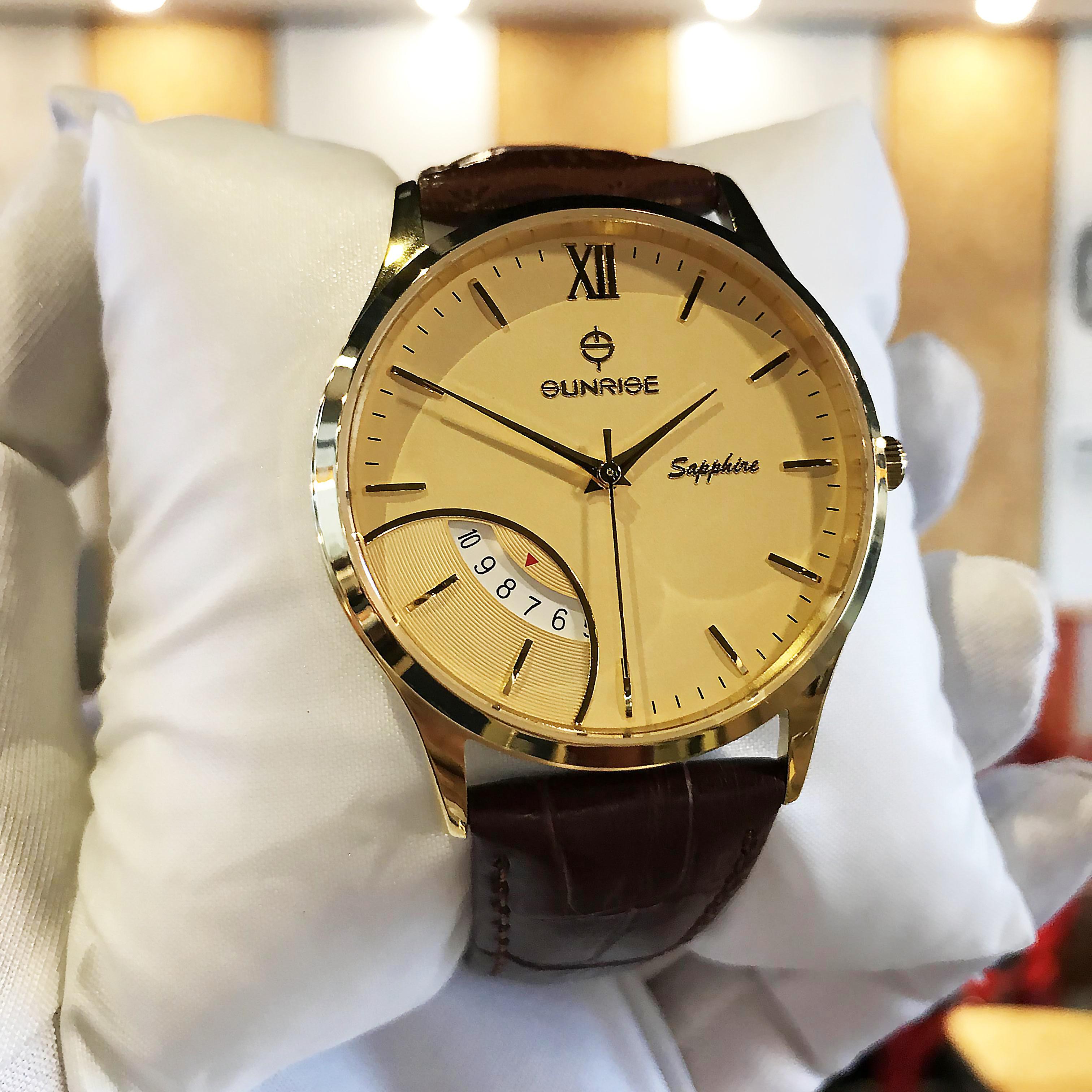 Đồng hồ nam Sunrise DM783-002SWA  - Kính Sapphire, chống xước, chống nước - Dây da cao cấp