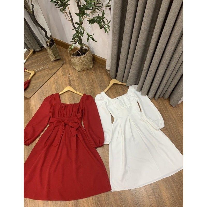 Set áo dài đỏ cách tân kèm quần và turban nữ cực xinh chất nhung tăm đứng form freesize