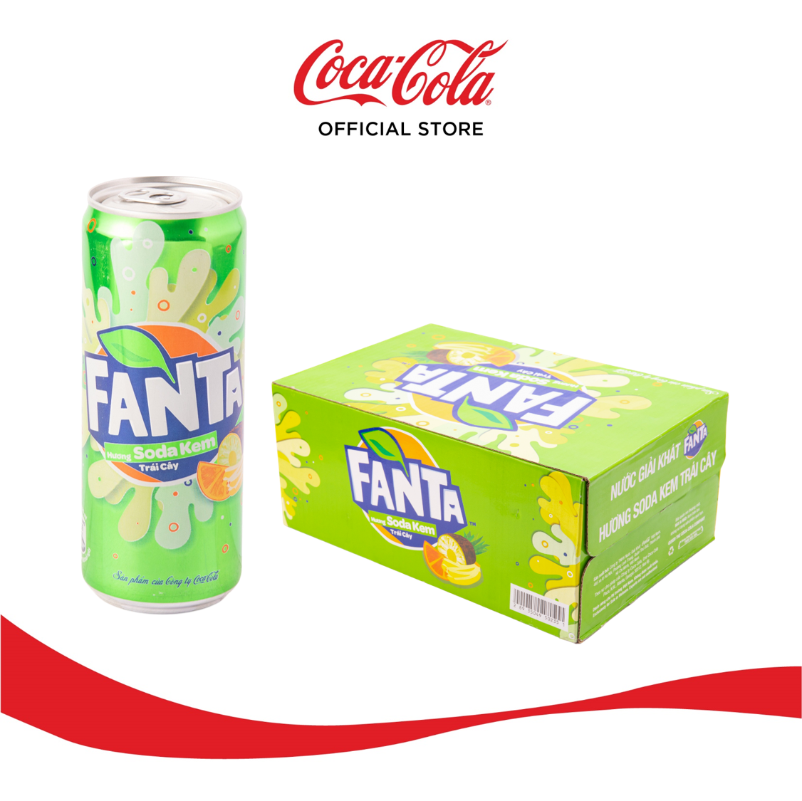 Thùng 24 Lon Nước Giải Khát Có Gas Fanta Soda Kem 320ml x 24