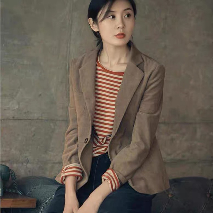 Áo vest blazer nhung tăm 2 lớp dáng lửng trẻ trung ArcticHunter, thời trang thương hiệu chính hãng
