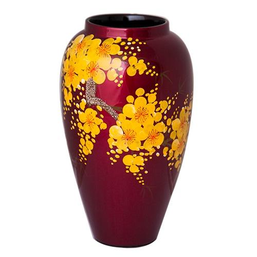 Bình lá lan Sơn Mài Cao Cấp Thanh Bình Lê size 17x10 cm Cắm Hoa, Trang Trí Kệ, Bàn Làm Việc, Quà Tặng