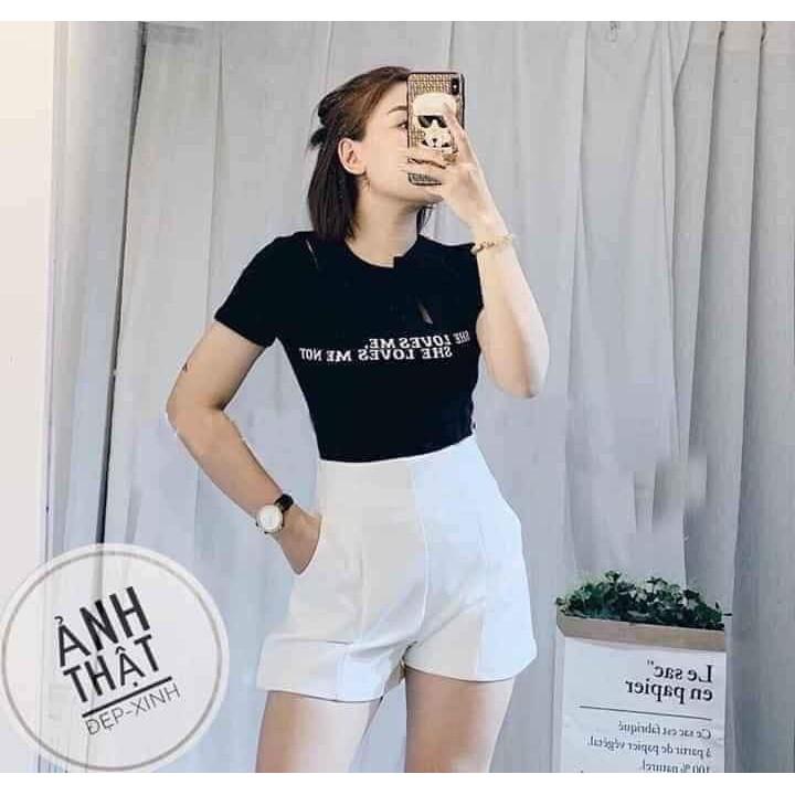 Quần Short Cạp Cao Tôn Dáng Sooc Dáng A Cao Cấp