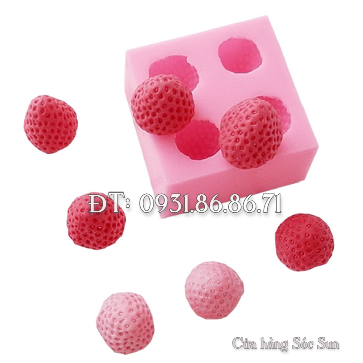 Khuôn silicon 4 trái dâu tây - Mã số 1366
